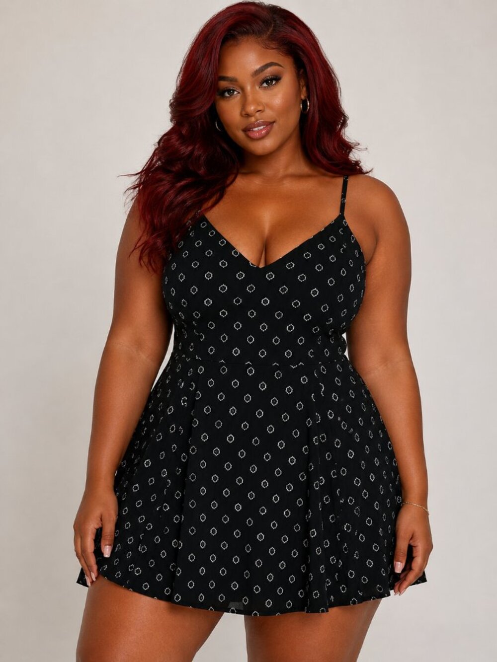Y2K Black Printed Strappy Fit & Flare Mini Dress
